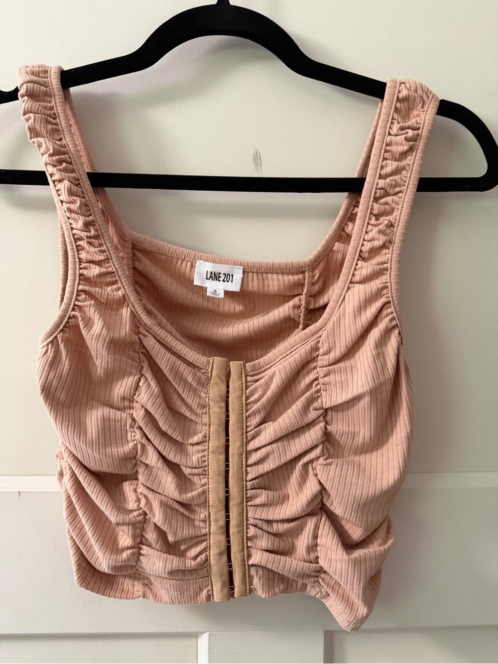 Lane 201 Dusty Rose Ruched Ribbed Crop Tank